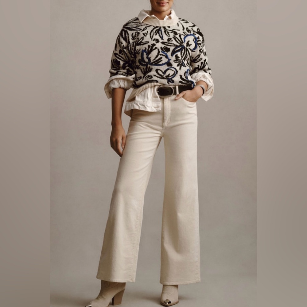 NWOT Anthropologie Floral Pop Embroidered Sweater